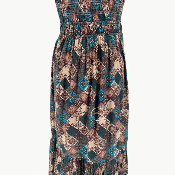 Anthropologie Women's The Peregrine Smocked Midi Dress Sz Large, Brown Multi - Picture 11 of 16